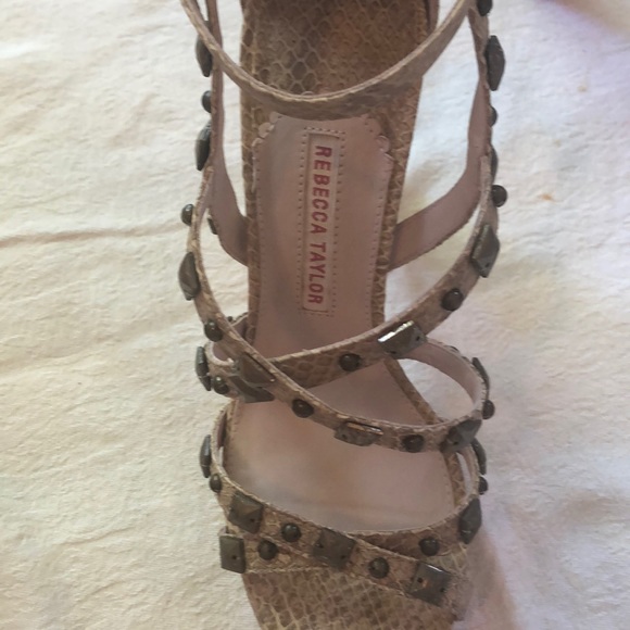 REBECCA TAYLOR Snakeskin Studded Pumps - Picture 4 of 8